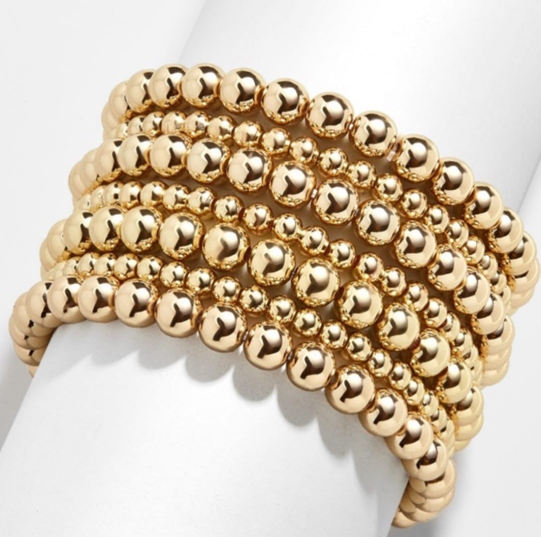 Gold Beaded Bracelet Stainless Steel
