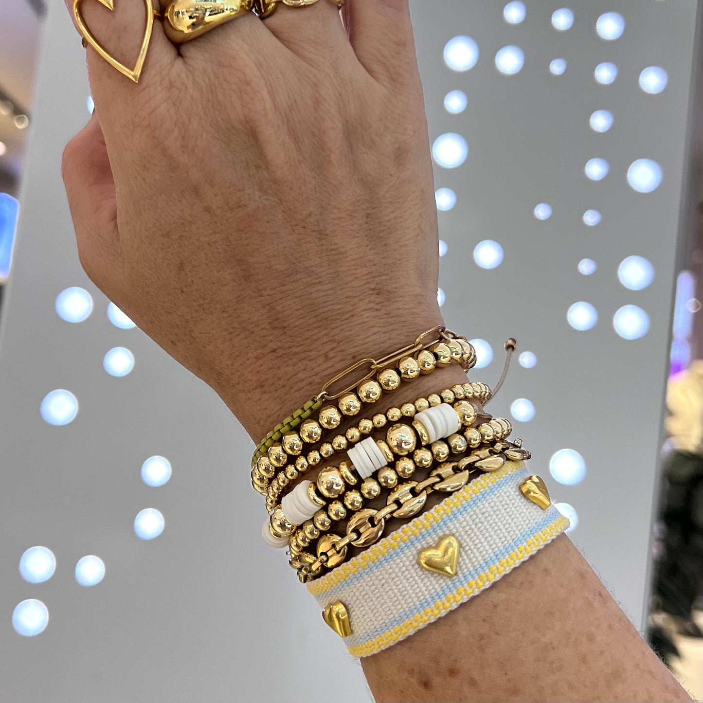 Gold Beaded Bracelet Stainless Steel
