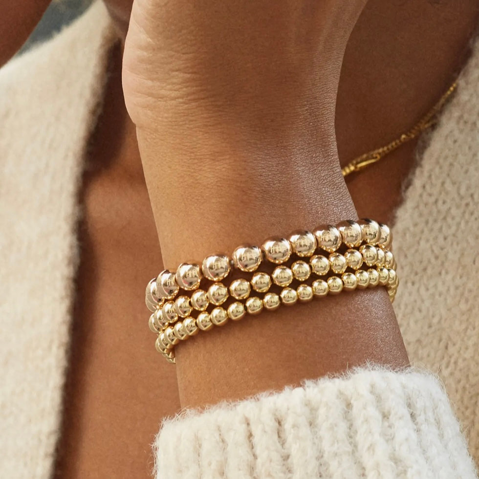 Gold Beaded Bracelet Stainless Steel