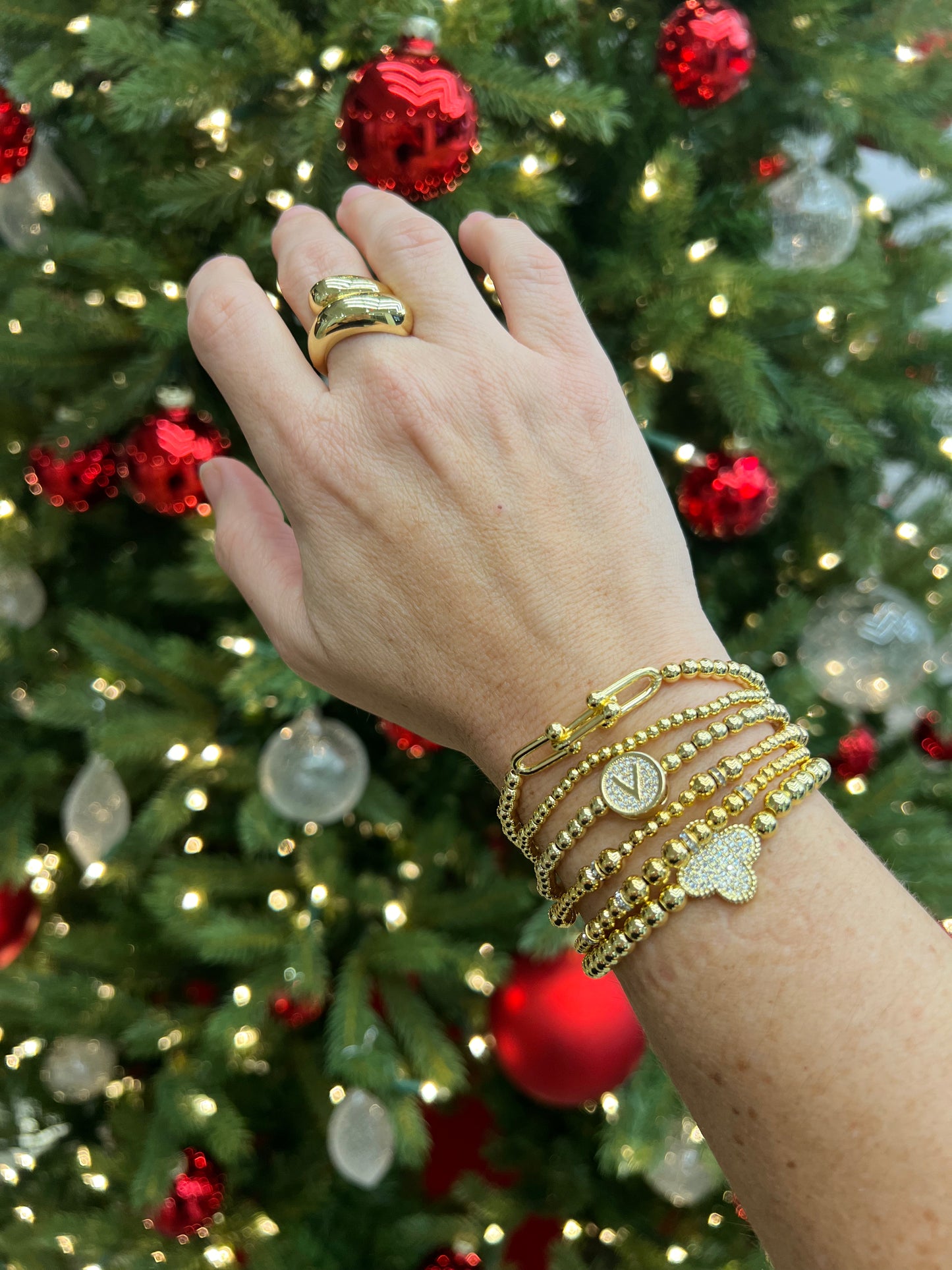Gold Beaded Bracelet Stainless Steel