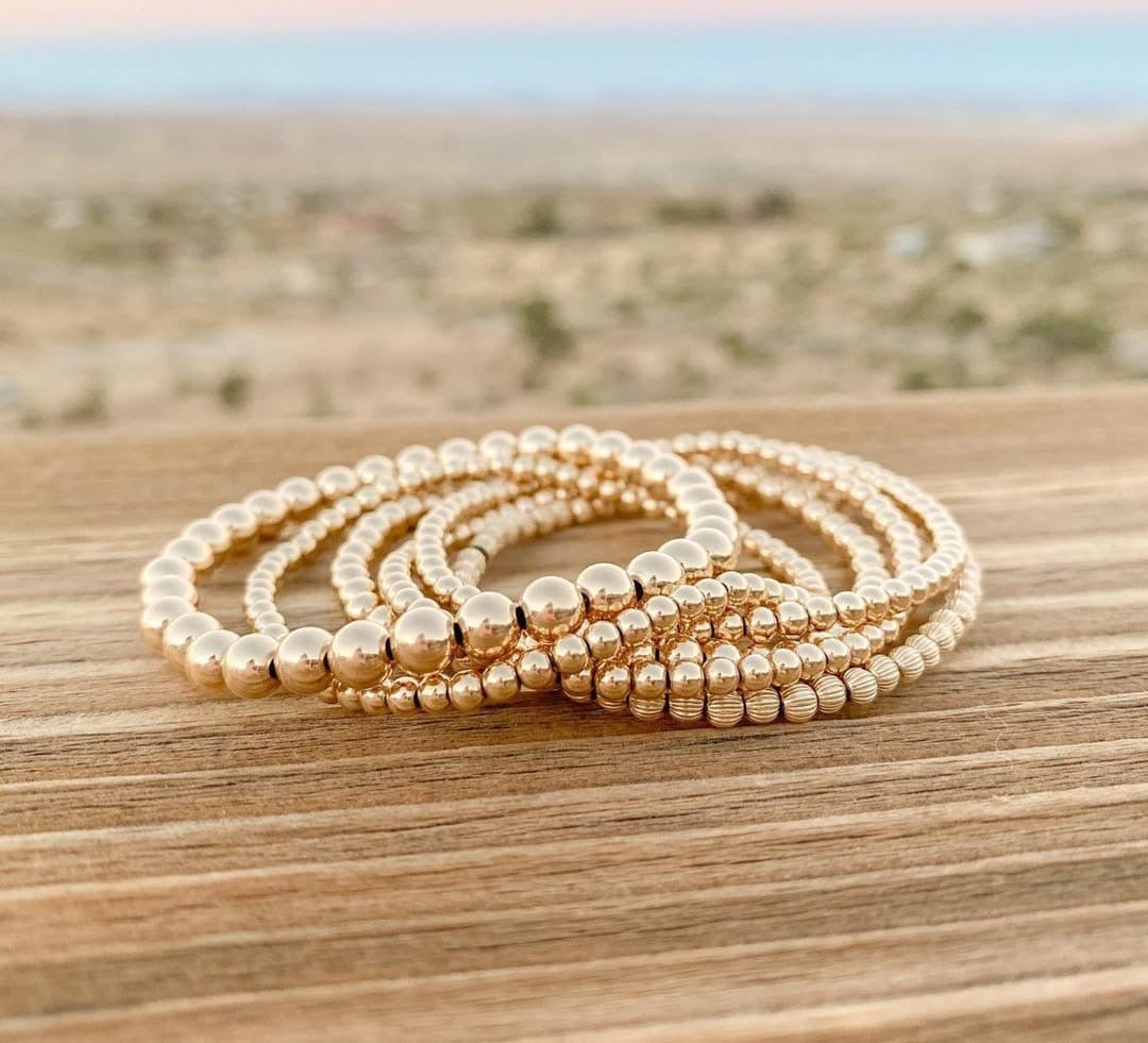 Gold Beaded Bracelet Stainless Steel