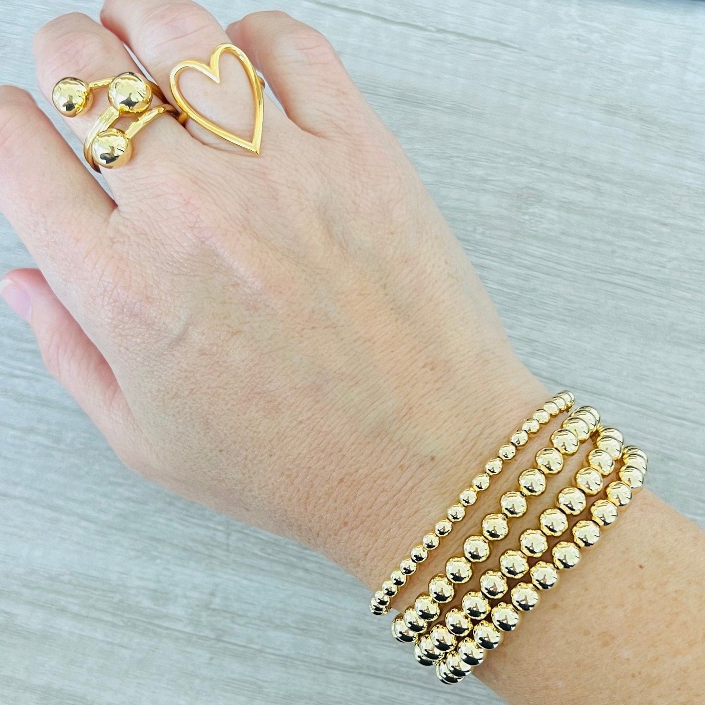 Gold Beaded Bracelet Stainless Steel